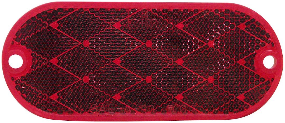 Peterson Mfg Reflector, Quick Mount, Red Lens, 4-3/8 Inch Length X 1-7/8 Inch Height Oblong, Without Housing, Adhesive Backing – V480R