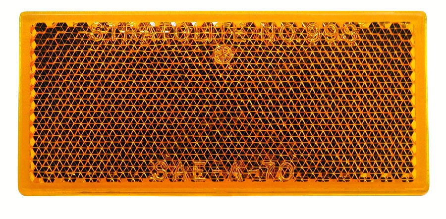 Peterson Mfg Reflector, Quick Mount, Amber Lens, 3-1/8 Inch Length X 1-3/8 Inch Width Rectangular, Without Housing, Adhesive Backing – V483A