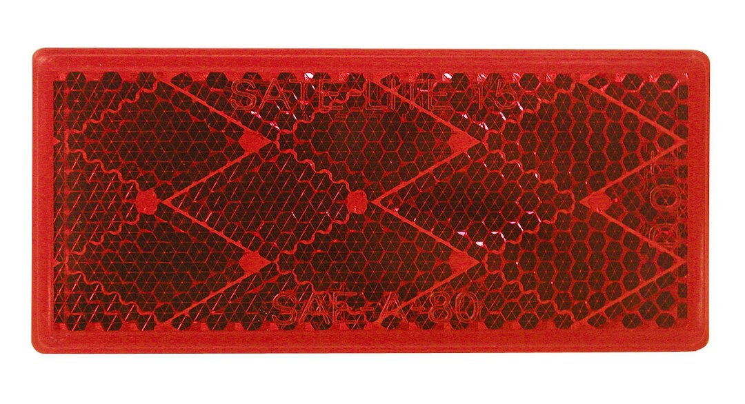 Peterson Mfg Reflector, Quick Mount, Red Lens, 3-1/8 Inch Length X 1-3/8 Inch Width Rectangular, Without Housing, Adhesive Backing – V483R