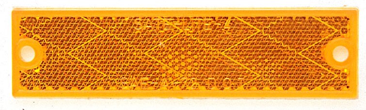 Peterson Mfg Reflector, Amber Lens, 4-3/8 Inch Length X 1-1/8 Inch Width Rectangular, Without Housing, Mounts with 2 Screws – V487A
