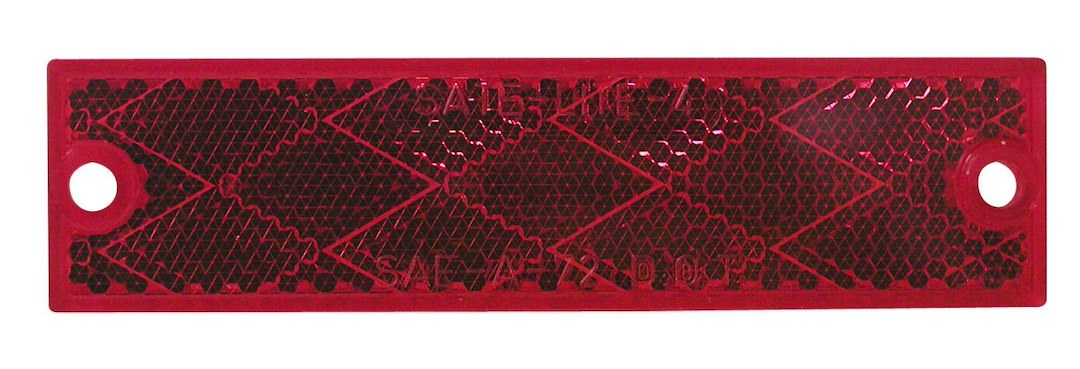 Peterson Mfg Reflector, Red Lens, 4-3/8 Inch Length X 1-1/8 Inch Width Rectangular, Without Housing, Mounts with 2 Screws – V487R
