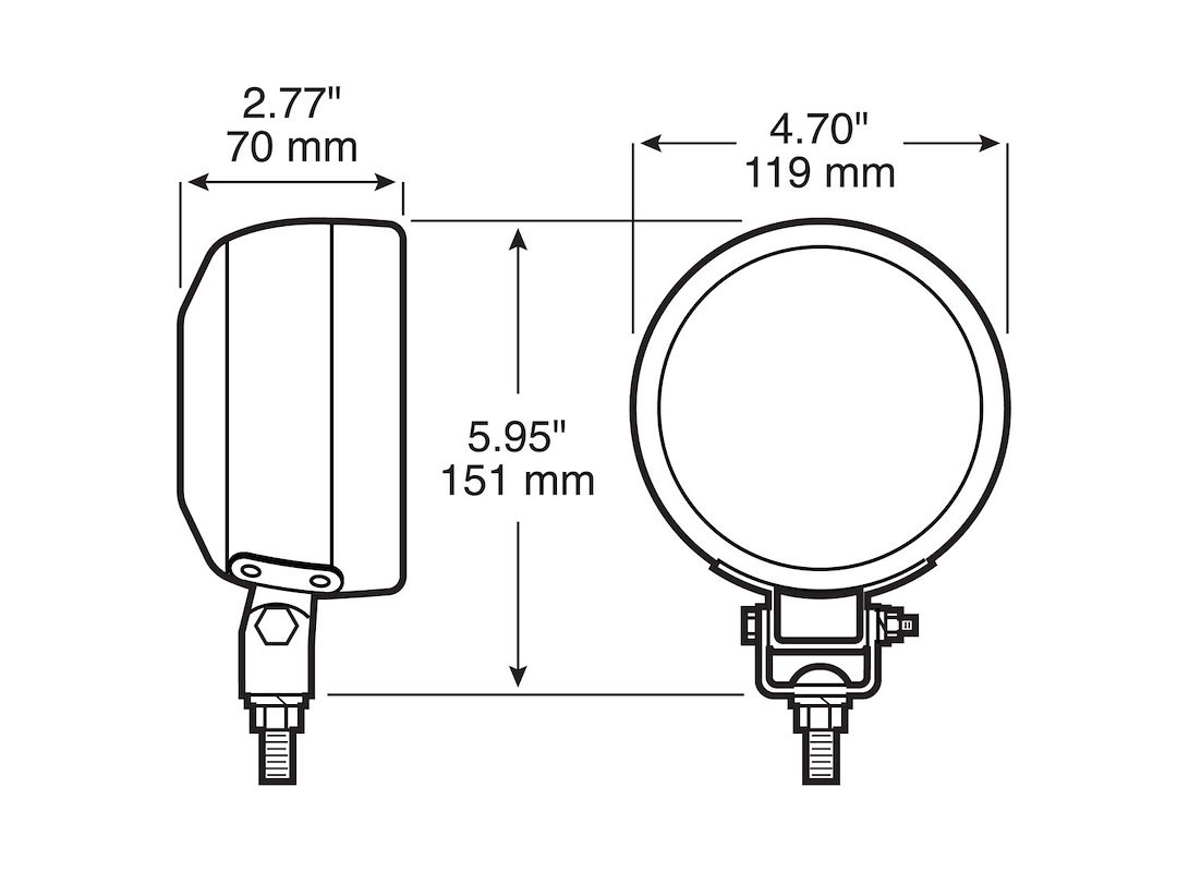 Peterson Mfg Work Light, Pedestal Mount, Rotating, 30 Watts, Incandescent Bulb, Round, Black Housing – V507