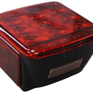 Peterson Mfg Trailer Light, Stop/ Turn/ Tail Light, LED, Square, Red Lens, 5.04 Inch X 4.72 Inch, With License Light, Submersible – V840L