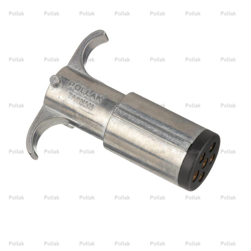 Pollak Trailer Wiring Connector, Trailer Side, 6-WAY Round Plug Side, Without Cable Guard, Die Cast Housing, With 4 Color Retail Bag – 11-604EP