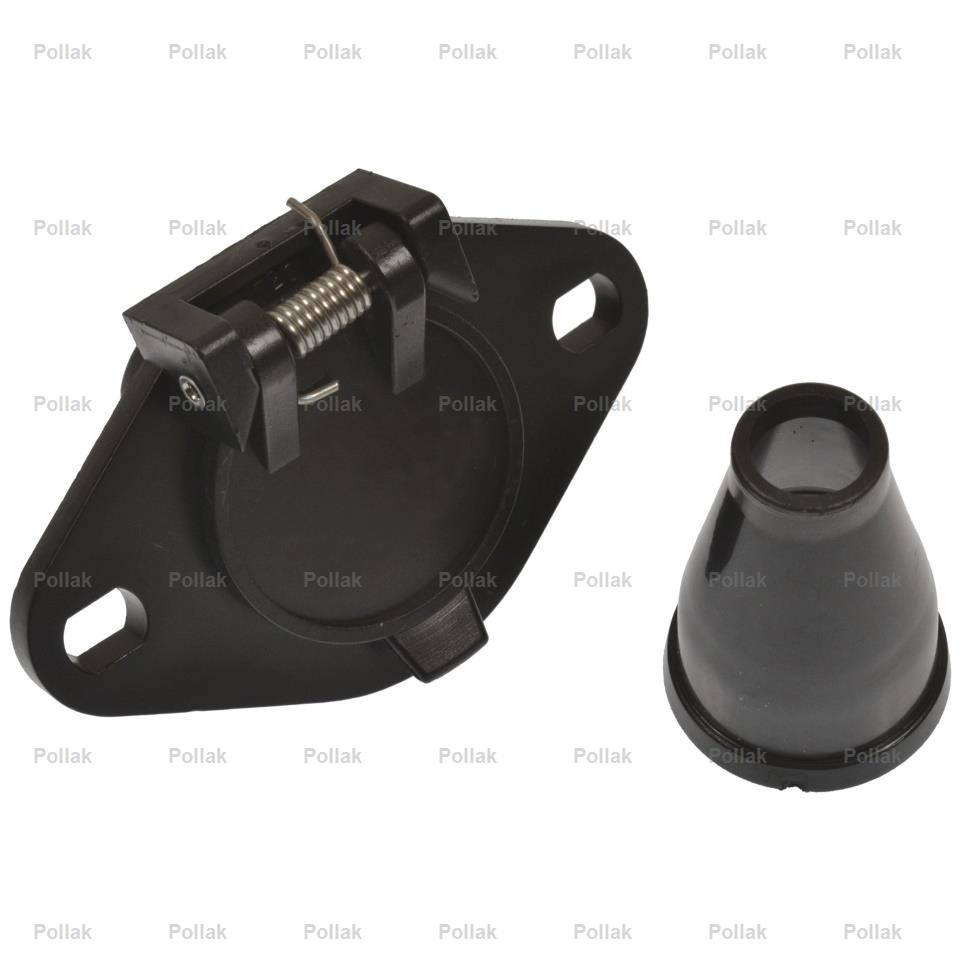 Pollak Trailer Wiring Connector, 6-WAY Round Socket, With Rubber Boot, Retail Packaging – 12-720P