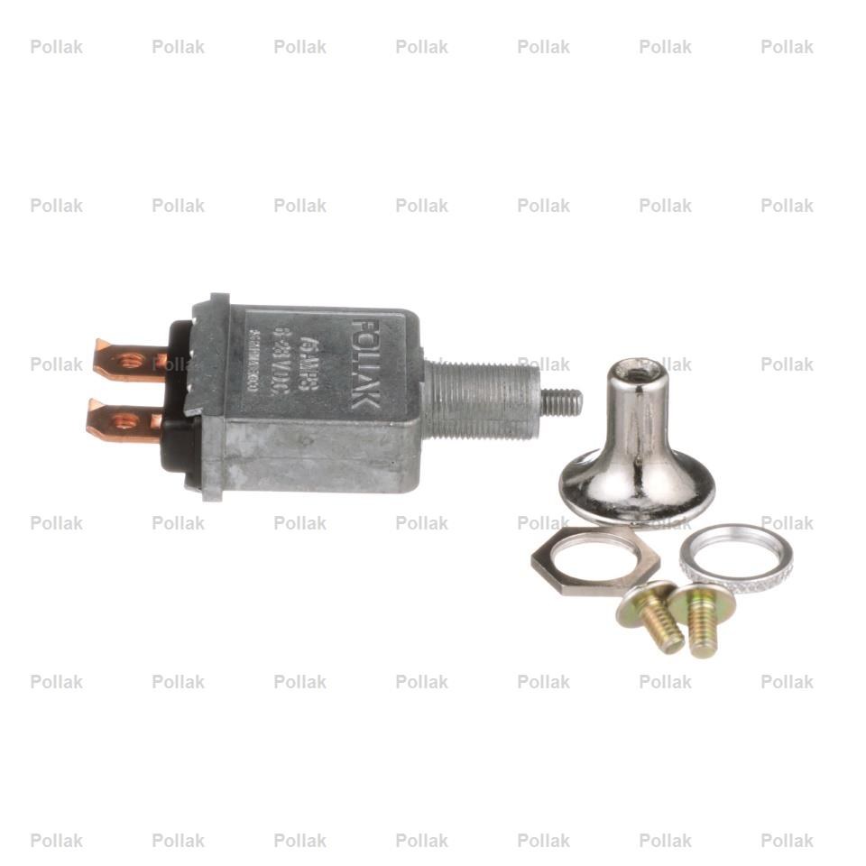Pollak Multi Purpose Switch, 6 to 28 Volt, 75 Amp DC, Push-Pull, Off-On, Single Pole Single Throw, Non-Lighted, Chrome Plated Knob – 35-306P