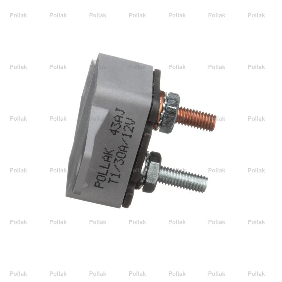 Pollak Circuit Breaker, Type I, 30 Amp/ 12 Volt DC, Single Pole Thermal Type, Plastic Cover, Automatic Reset, With 90 Mounting Bracket – 54-230PL