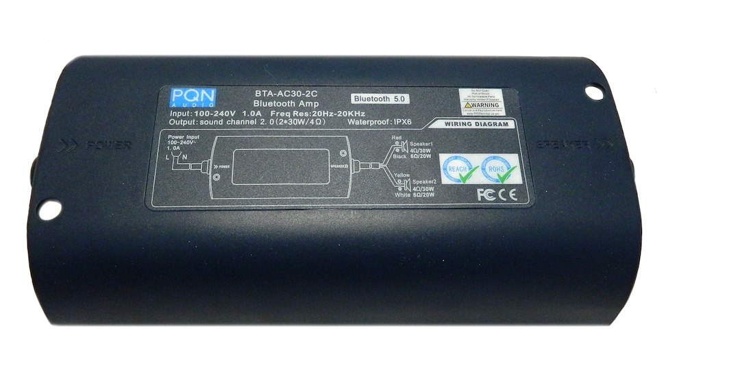 Pqn Entrpris Amplifier, Bluetooth, 2 Channel Output (2 Speakers), 30 Watt/ Channel at 4 Ohm – BTA-AC30-2C