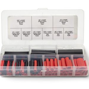 Pertronix Heat Shrink Tubing, Dual Wall Heat Shrink Tube Kit, 106 Pieces, Red and Black Sleeves Tube, From 1/8 Inch Up to 1/2 Inch – A2010