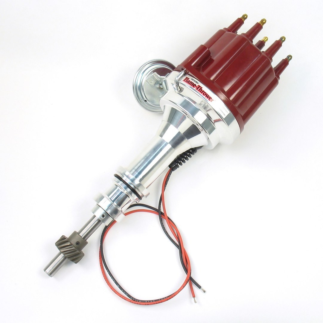 Pertronix Distributor, Flame-Thrower ®, With Ignitor ® II Ignition Module, Hall Effect Trigger, Mechanical Advance, With Iron Drive Gear – D131711
