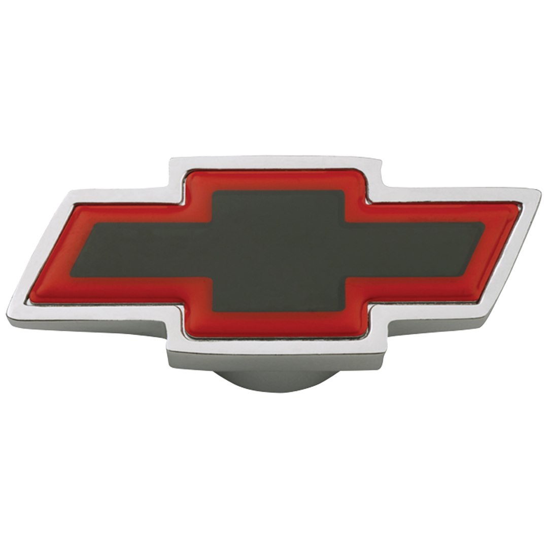 Proform Air Cleaner Mounting Nut, 1/4 Inch – 20 and 5/16 – 18 Thread Size, Chrome/ Black/ Red, Chevy Bowtie Design, Small Size – 141-322