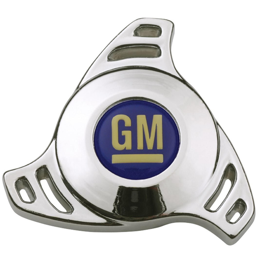Proform Air Cleaner Mounting Nut, 1/4 Inch – 20 and 5/16 – 18 Thread Size, Chrome/ Blue, GM Logo Spinner Design, Large Size – 141-327