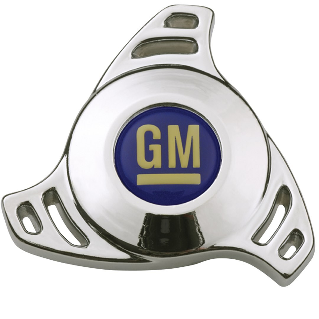 Proform Air Cleaner Mounting Nut, 1/4 Inch – 20 and 5/16 – 18 Thread Size, Chrome/ Blue, GM Logo Spinner Design, Small Size – 141-332