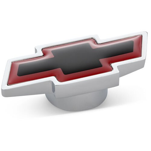 Proform Air Cleaner Mounting Nut, 1/4 Inch – 20 and 5/16 – 18 Thread Size, Chrome/ Black/ Red, Chevy Bowtie Design, Large Size – 141-333