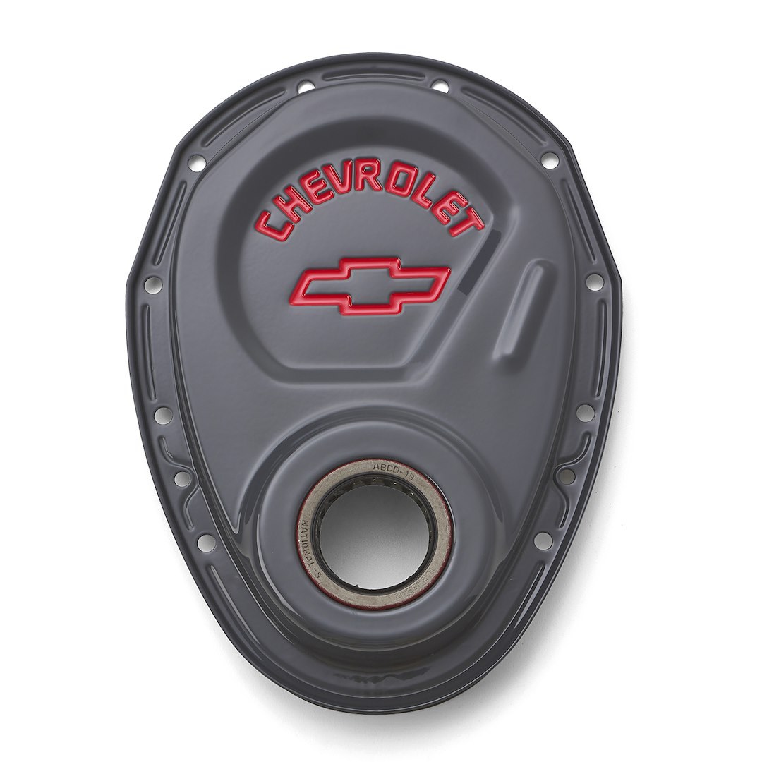 Proform Timing Cover, For Use with 1969 to 1991 Chevy Small Block Engines, One Piece, Shark Gray Finish, Steel, With Oil Seal – 141-883