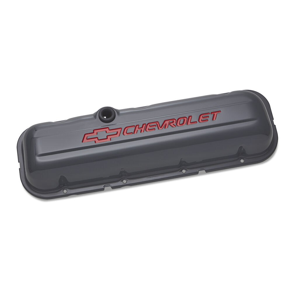 Proform Valve Cover, Big Block Chevy, Tall, 1965-1996 Big Block Chevy Bolt Pattern, With Baffle, Chevrolet and Bowtie Emblems, Shark Gray – 141-888