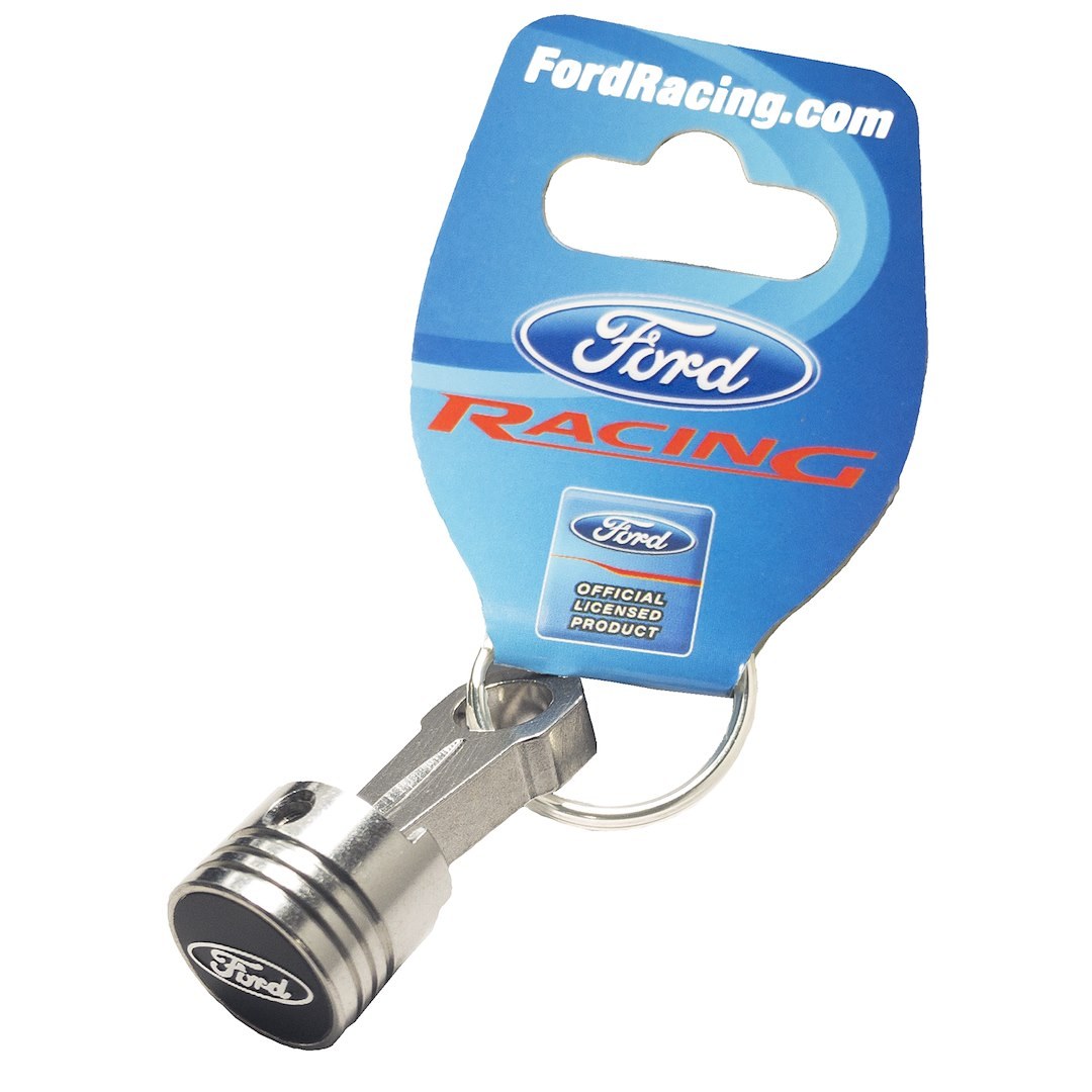 Proform Key Chain, Piston and Rod, Ford Oval Emblem on Piston Head, Aluminum – 302-700