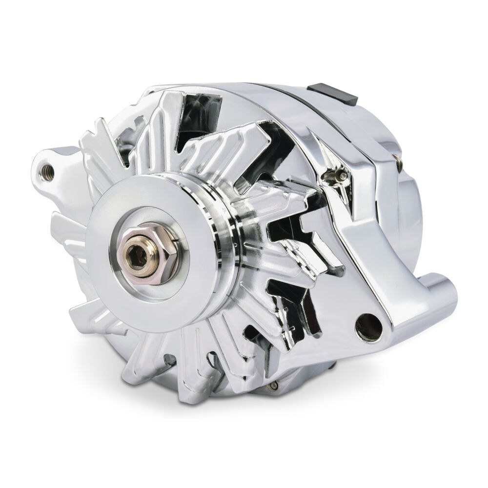 Proform Alternator/ Generator, GM 10SI, Machined Pulley, 100AMP, 1 Wire, With Internal Regulator, Chrome Plated – 66445.1F
