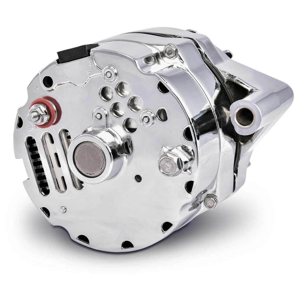 Proform Alternator/ Generator, GM 10SI, Machined Pulley, 100AMP, 1 Wire, With Internal Regulator, Chrome Plated – 66445.1F