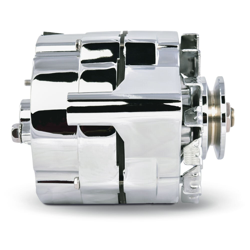 Proform Alternator/ Generator, GM 10SI, Machined Pulley, 100AMP, 1 Wire, With Internal Regulator, Chrome Plated – 66445.1F