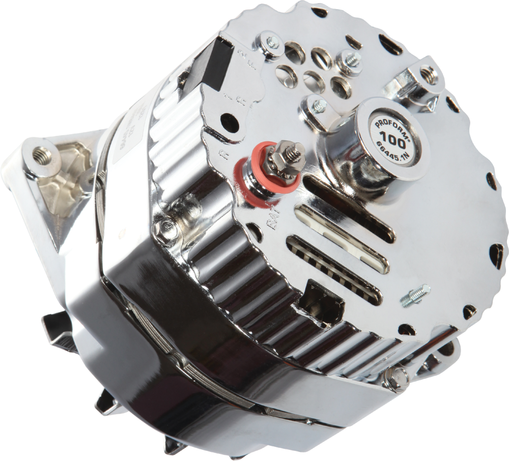 Proform Alternator/ Generator, GM Style, V- Belt, 100 Amp, 1 Wire, Chrome – 66445.1N