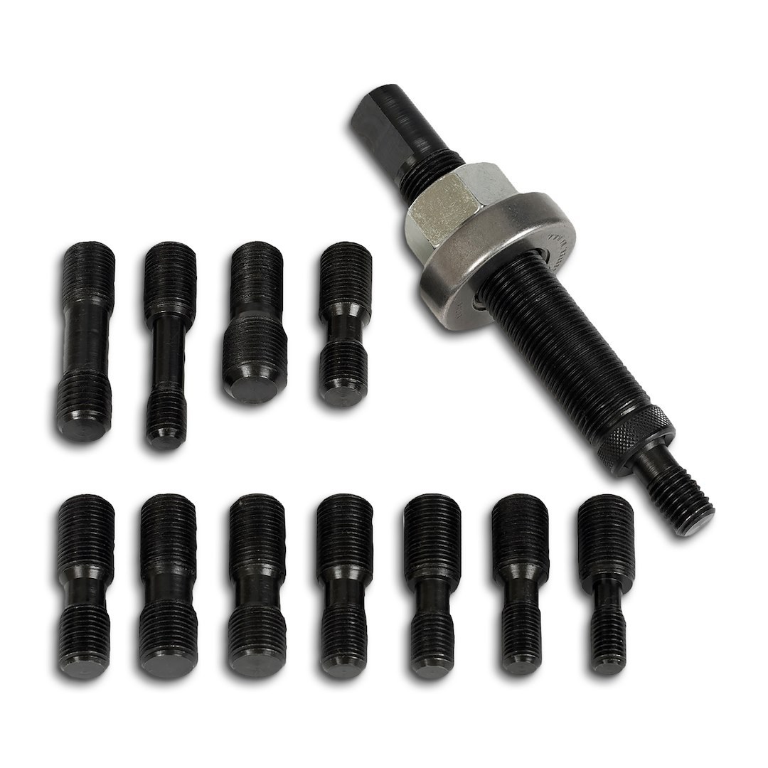 Proform Harmonic Balancer Installation Tool, For Use on GM/Ford/Mopar/Metric, With 12 Adapter to Fit a Variety of Applications, Steel, Black – 66520