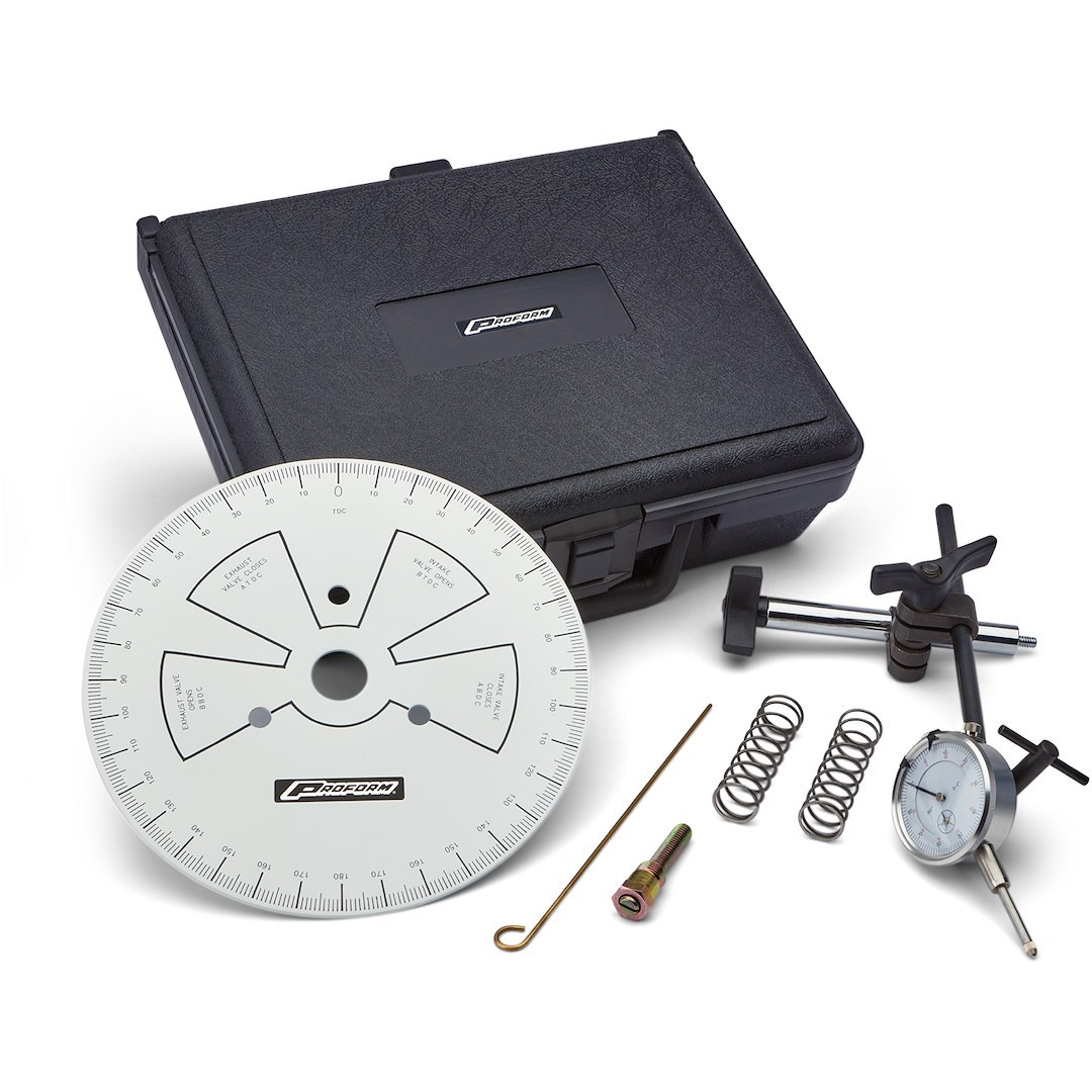 Proform Camshaft Degree Tool, For Use with Cylinder Heads on the Engine, 9 Inch Diameter Wheel, White Face – 66787