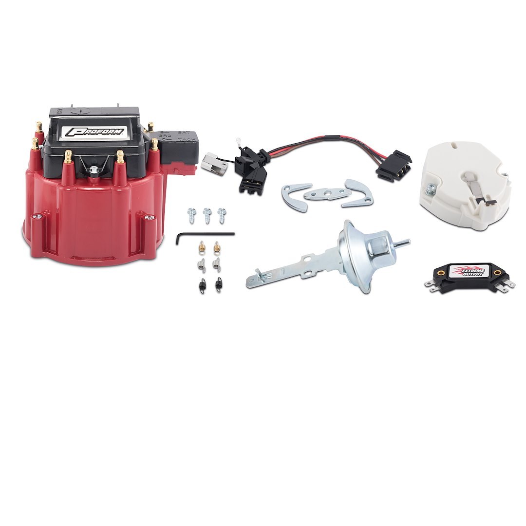 Proform Distributor Cap and Rotor Kit, Fits GM V8 Distributors, No Arc Rotor, Hei Cap, Without Wire Retainer, Bolt on, Hei Style Posts – 66945RC
