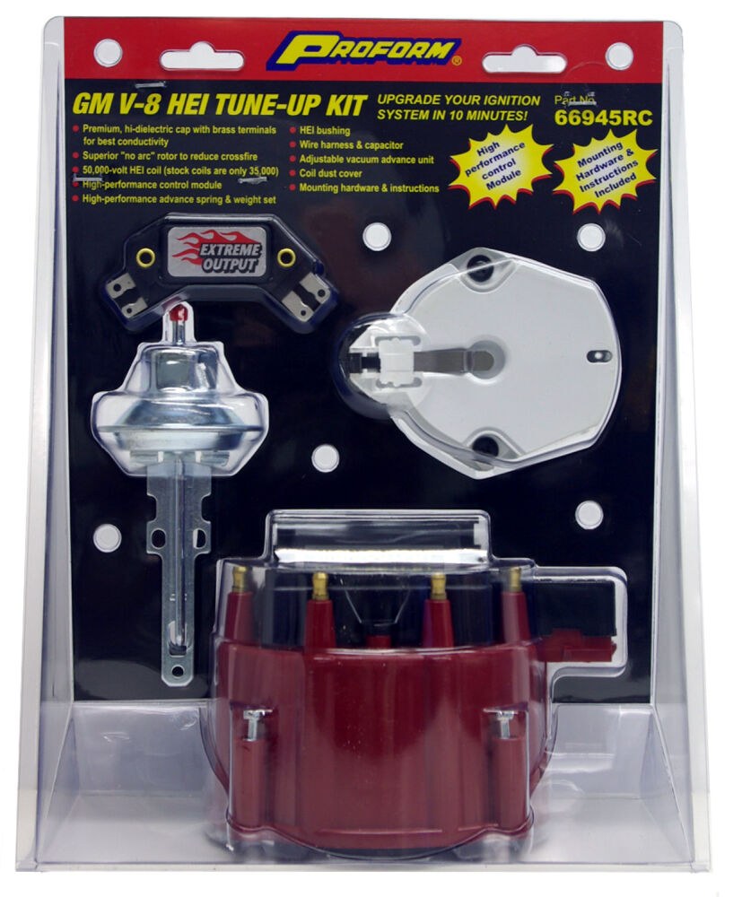 Proform Distributor Cap and Rotor Kit, Fits GM V8 Distributors, No Arc Rotor, Hei Cap, Without Wire Retainer, Bolt on, Hei Style Posts – 66945RC