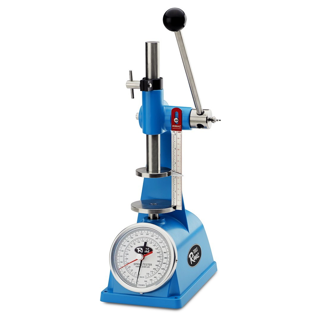 Proform Valve Spring Tester, Rimac®, With Valve Springs Installed, Bench Top Type, 0 to 500 Pound Scale Range, Blue Powder Coated – BB0500