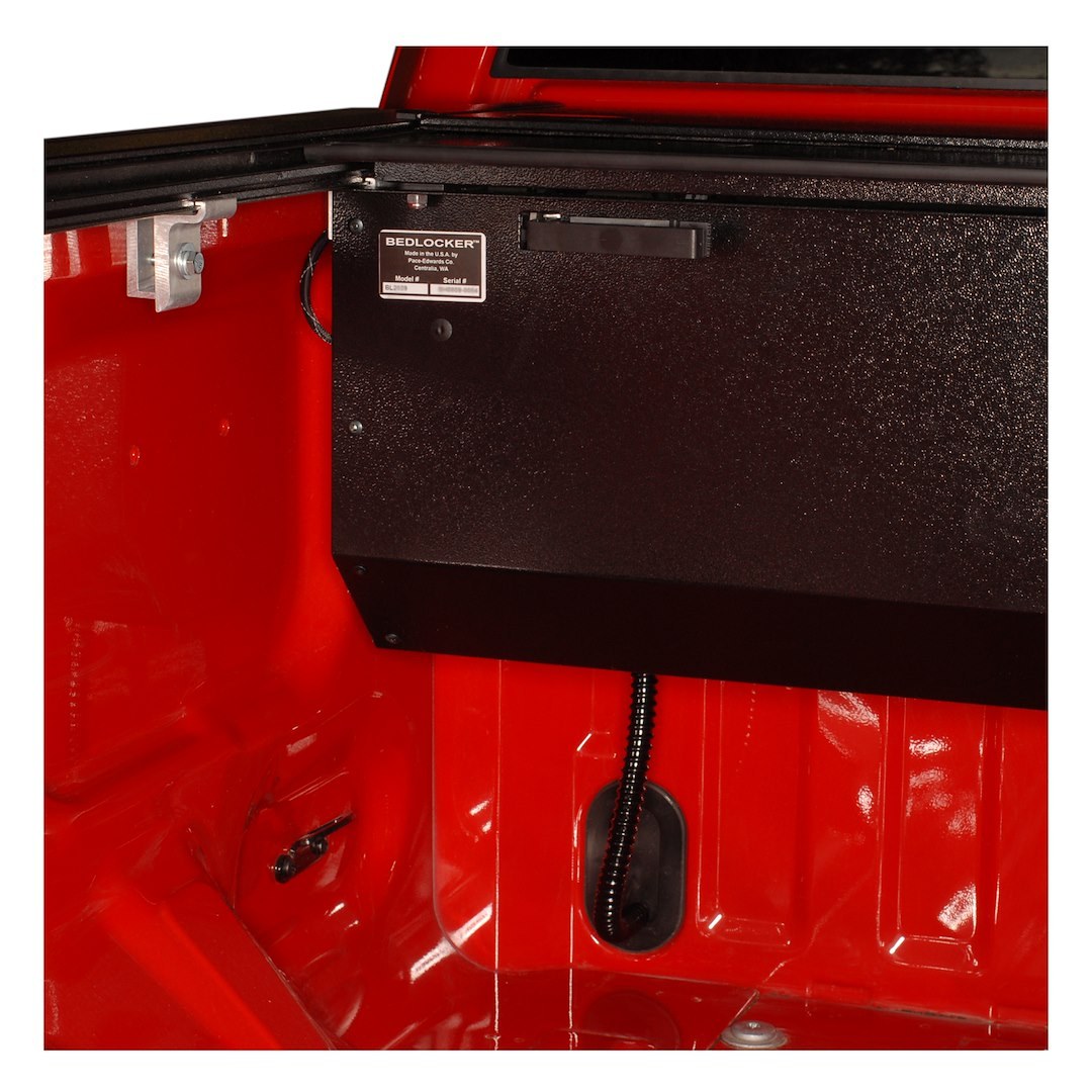 Pace Edwards Tonneau Cover, Bedlocker ®, Power Retractable, Lockable Using Tailgate Handle Lock, Black Matte, Aluminum – M-BLT185