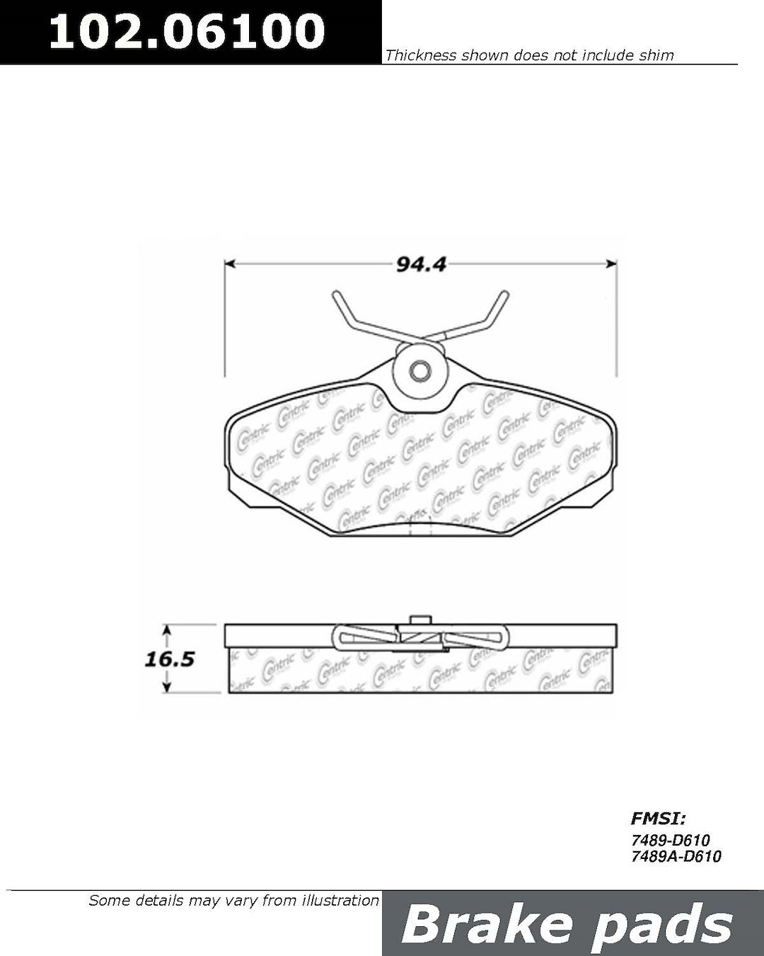 Stop Tech Brake Pad, C-Tek, Fmsi Number D610, Semi-Metallic, Set of 4 – 102.06100