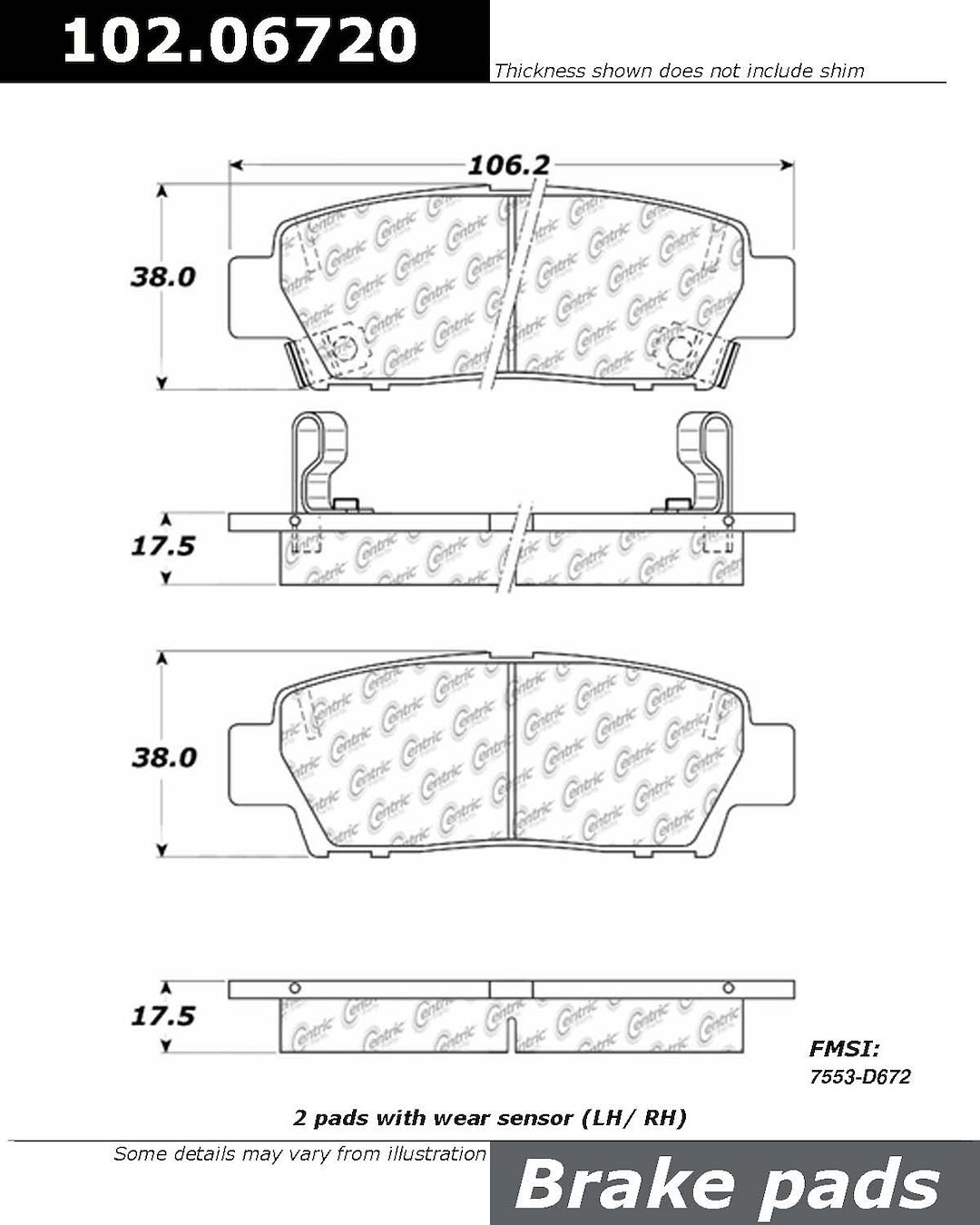 Stop Tech Brake Pad, C-Tek, Fmsi Number D672, Semi-Metallic, Set of 4 – 102.06720