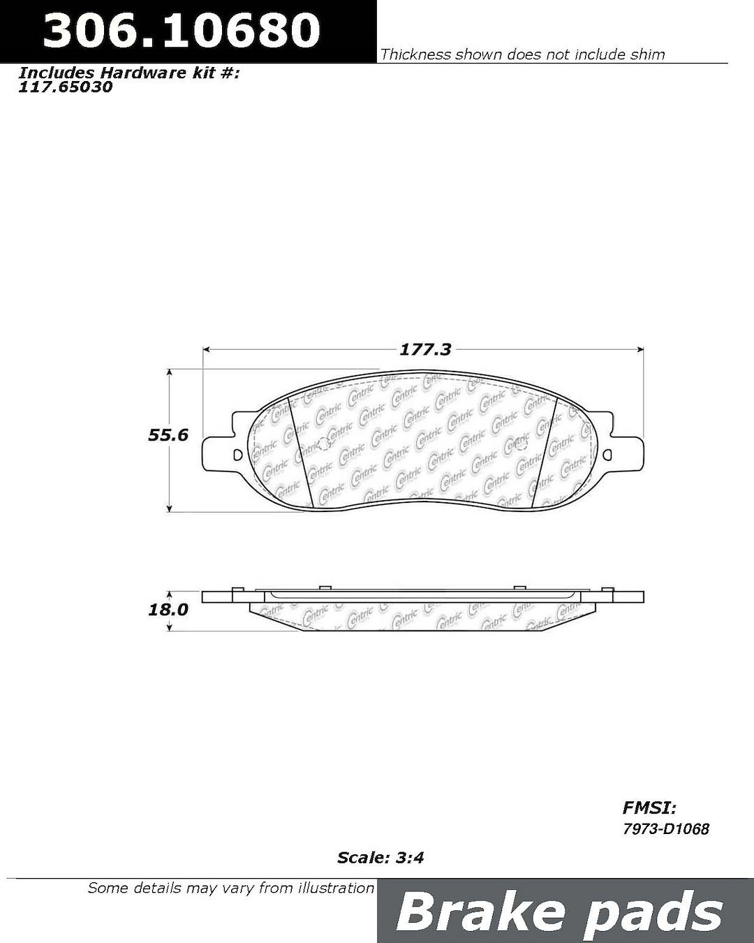 Stop Tech Brake Pad, Fleet Performance ®, Fmsi Number D1068, Para-Aramid Composite, Set of 4 – 306.1068