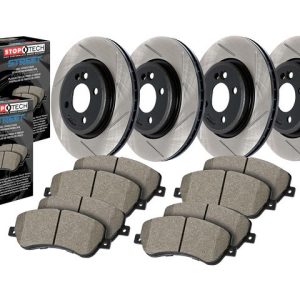 Stop Tech Brake Kit, Street Axle Pack, Slotted Rotors, Black E-Coated, With Rotors and Pads – 934.33029