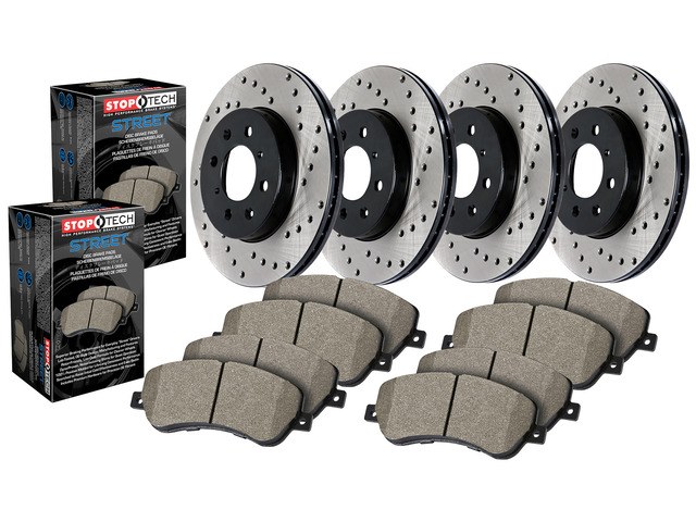 Stop Tech Brake Kit, Street Axle Pack, Drilled Rotors, Black E-Coated, With Rotors and Pads – 936.42084