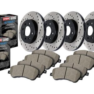 Stop Tech Brake Kit, Street Axle Pack, Drilled Rotors, Black E-Coated, With Rotors and Pads – 936.47010