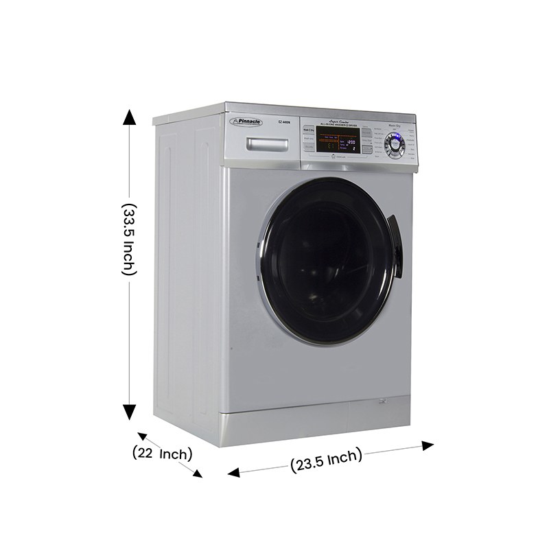 Pinnacle Clothes Washer/ Dryer Combo Unit, Front Load, 23-1/2 Inch Width X 33-1/2 Inch Height X 22 Inch Depth, Silver – 18-4400 N S