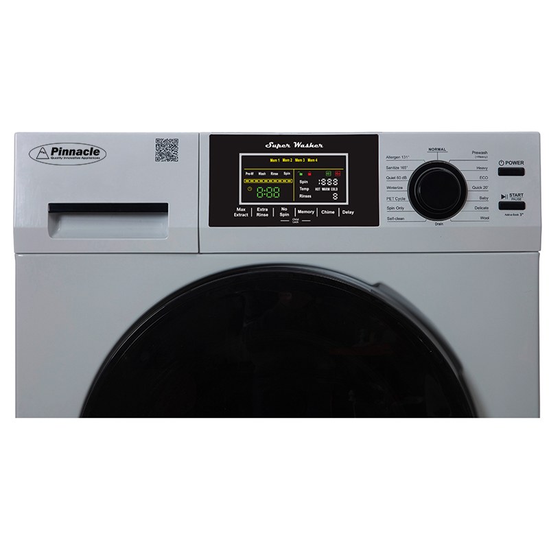 Pinnacle Clothes Washer, Super Washer, Front Load, 23-1/2 Inch Width X 33-1/2 Inch Height X 21.85 Inch Depth, Silver – 22-826 L S