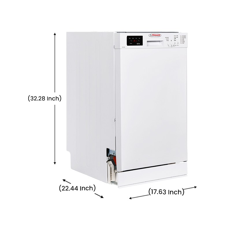 Pinnacle Dishwasher, Under Counter Built-IN, 10 Place Setting Capacity, 17.63 Inch Width X 22.44 Inch Depth X 32.28 Inch Height, White – WB 1840