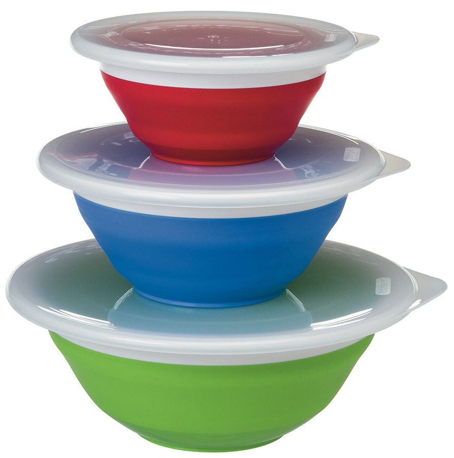 Progress Int Kitchen Bowl, Thinstore ™, Storage Bowl Set, Blue/ Green/ Red, One 1.5 Cup Capacity/ One 3 Cup Capacity/ One 5 Cup Capacity – CB-25