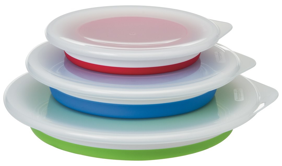 Progress Int Kitchen Bowl, Thinstore ™, Storage Bowl Set, Blue/ Green/ Red, One 1.5 Cup Capacity/ One 3 Cup Capacity/ One 5 Cup Capacity – CB-25