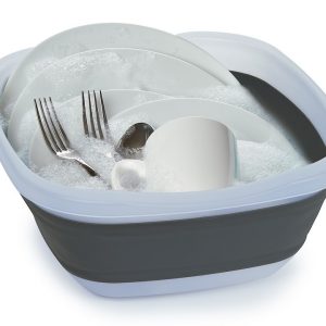 Progress Int Dish Pan, Prepworks ®, 10 Quart Capacity, Collapses to 1/3 of Its Original Size, Gray/ White, Plastic – CDT-1