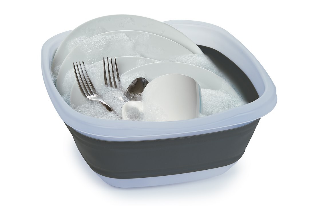 Progress Int Dish Pan, Prepworks ®, 10 Quart Capacity, Collapses to 1/3 of Its Original Size, Gray/ White, Plastic – CDT-1
