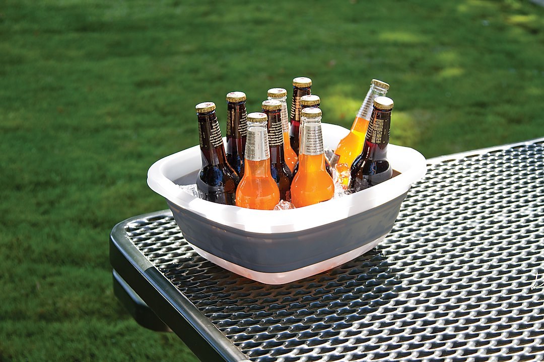 Progress Int Dish Pan, Prepworks ®, 10 Quart Capacity, Collapses to 1/3 of Its Original Size, Gray/ White, Plastic – CDT-1