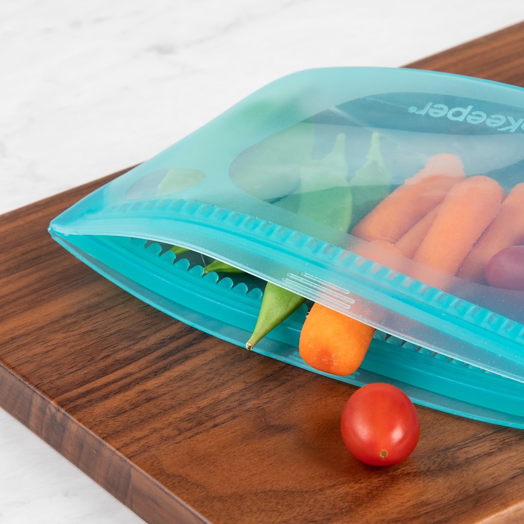 Progress Int Food Storage Container, Use to Store Food, 1-1/2 Cups Storage Capacity, Silicone, Turquoise, Zipper Closure, Reusable – PKS-20T