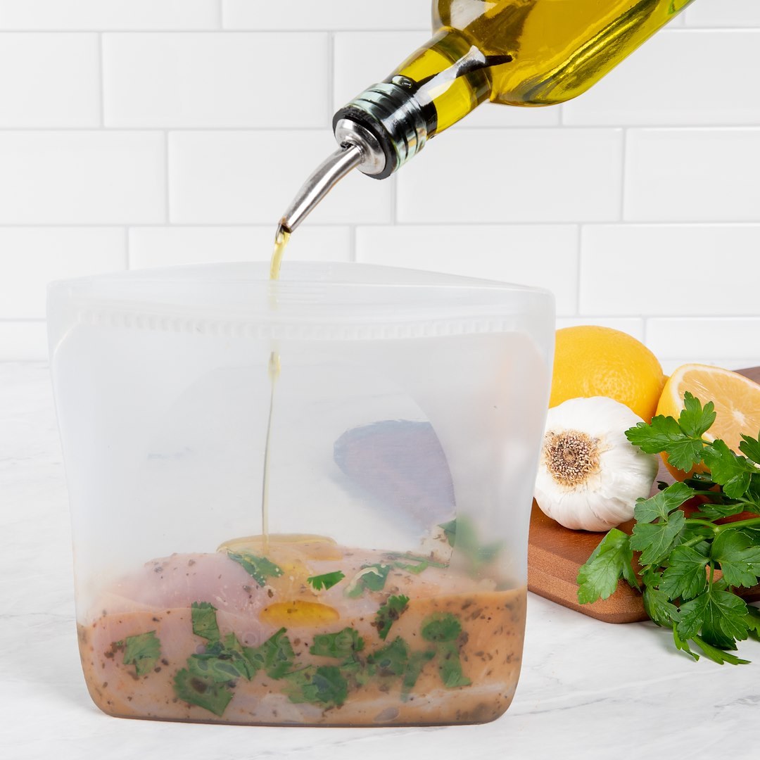 Progress Int Food Storage Container, Use to Store Food, 3 Cups Storage Capacity, Silicone, Clear, Zipper Closure, Reusable – PKS-21C