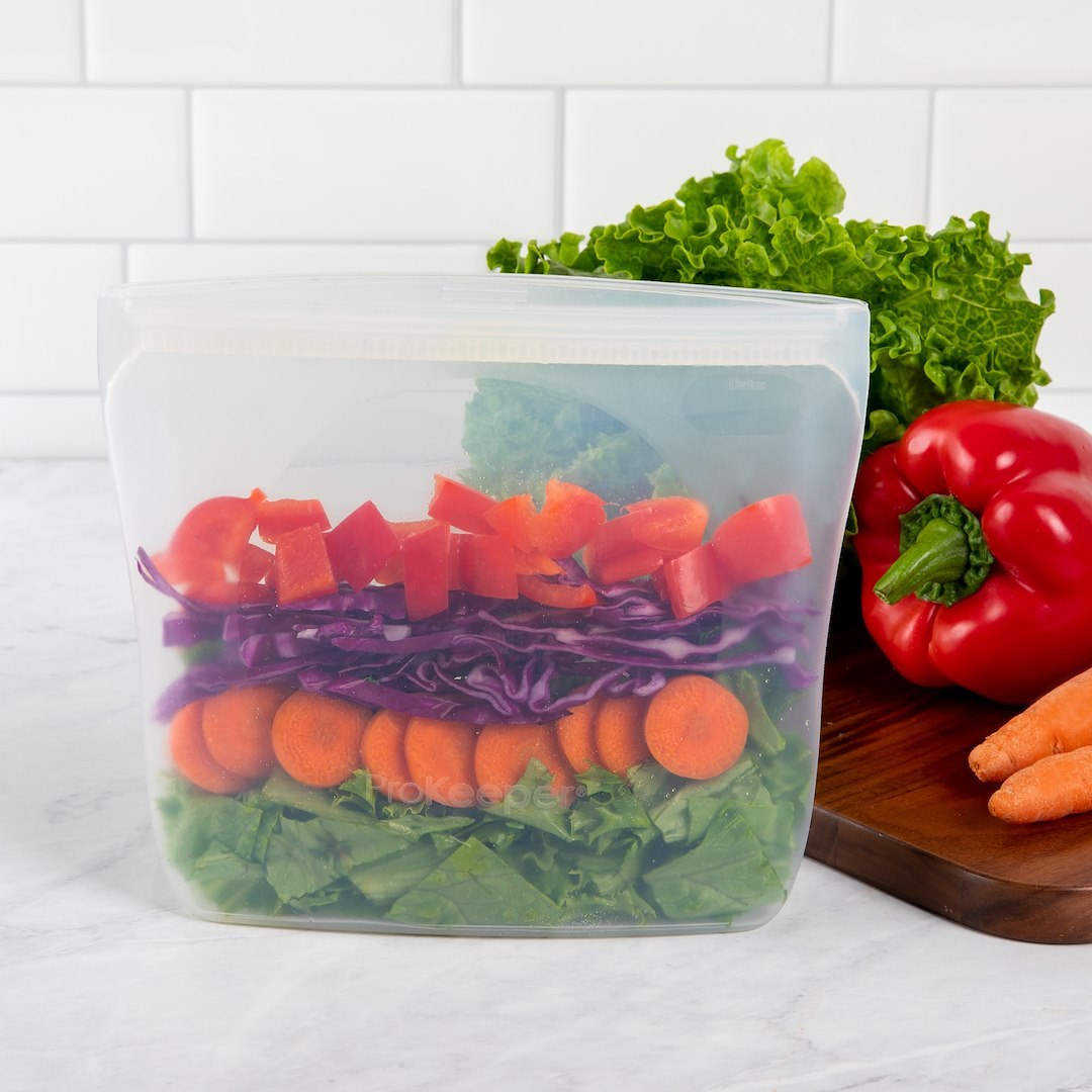 Progress Int Food Storage Container, Use to Store Food, 3 Cups Storage Capacity, Silicone, Clear, Zipper Closure, Reusable – PKS-21C