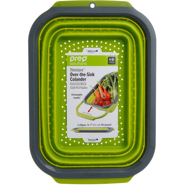 Progress Int Kitchen Strainer, Prep ® Solutions, Collapsible Over the Sink Type, Collapses to 1 Inch Thickness, 6 Quart Capacity – PS-3509