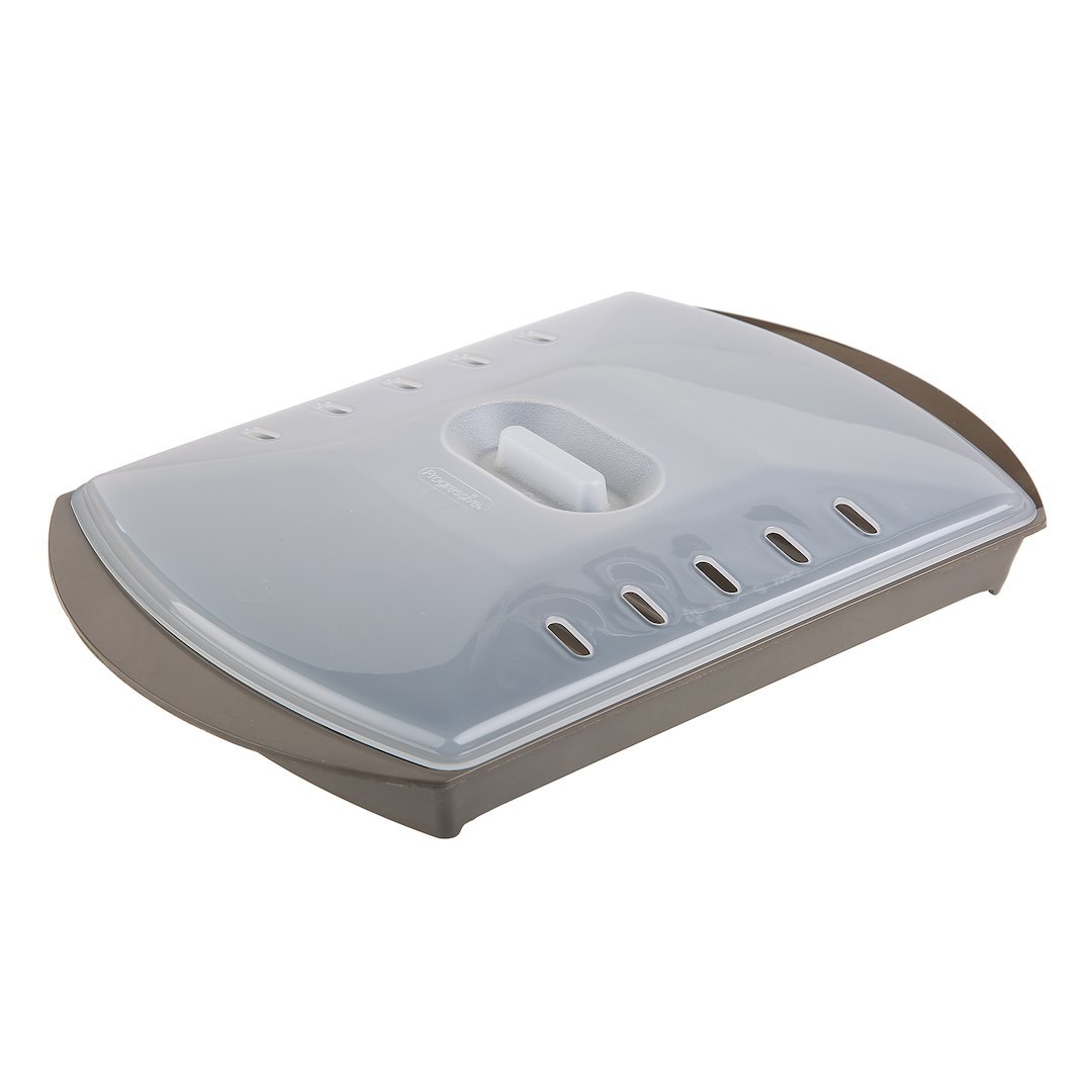 Progress Int Microwave Cookware, Grill, Perfect for Cooking Bacon/ Frozen Snacks/ Sausage Links or Reheating Pizza, Rectangular – PS-76LIDGY